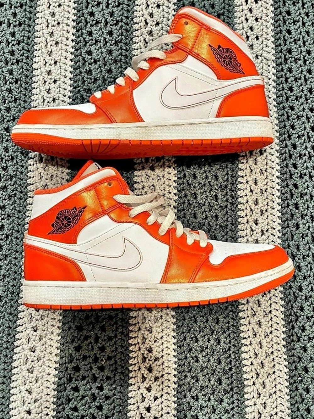 Nike Air Jordan 1 Mid Orange & White Sneakers Like New